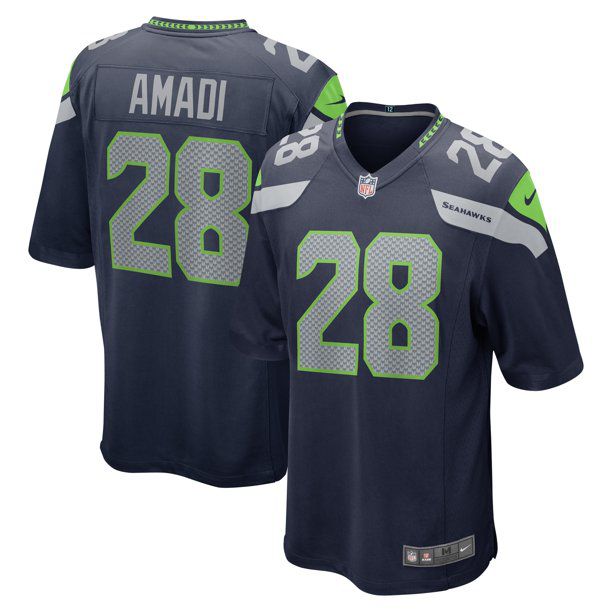 Men Seattle Seahawks 28 Ugo Amadi Nike College Navy Game NFL Jersey